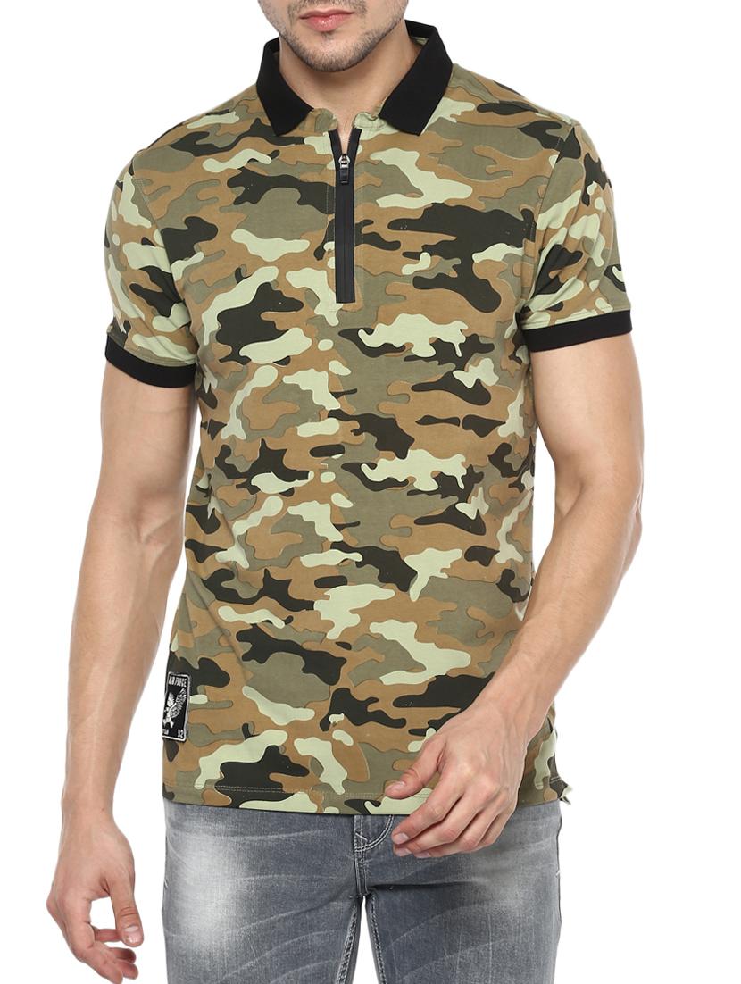 green cotton all over print tshirt - 15001039 -  Zoom Image - 0