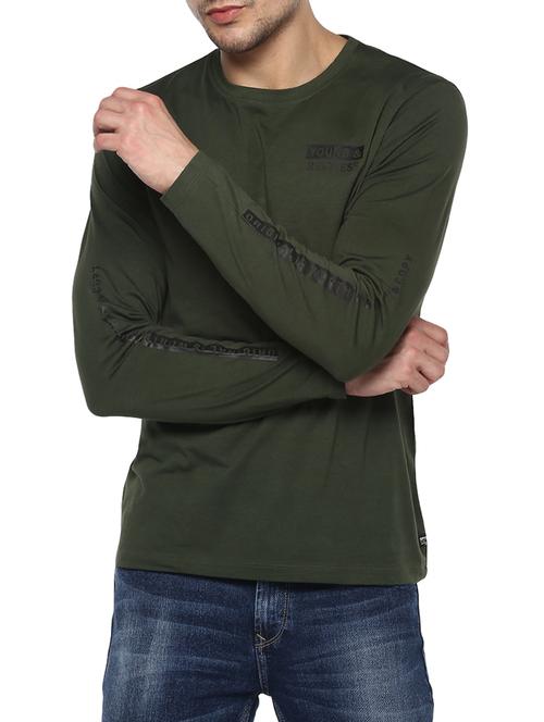 olive green cotton t-shirt - 15001045 - Standard Image - 0