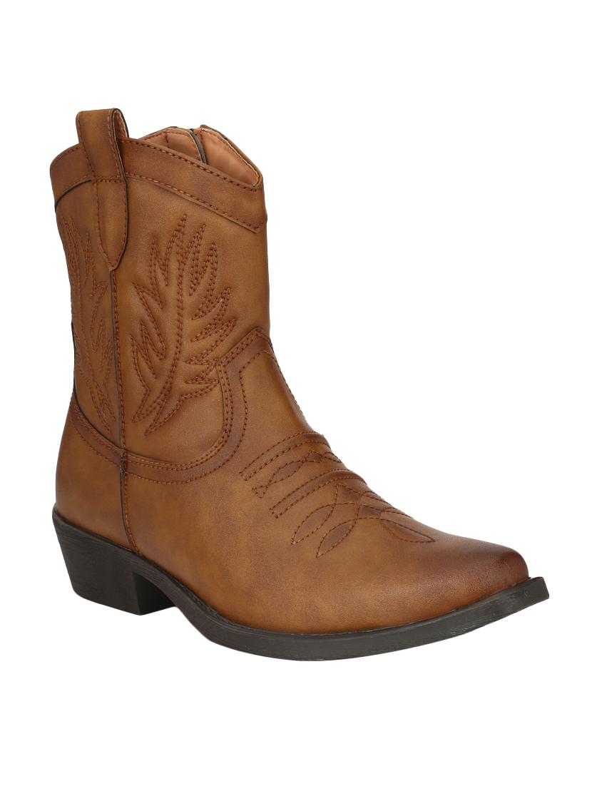 tan leatherette slip on boot