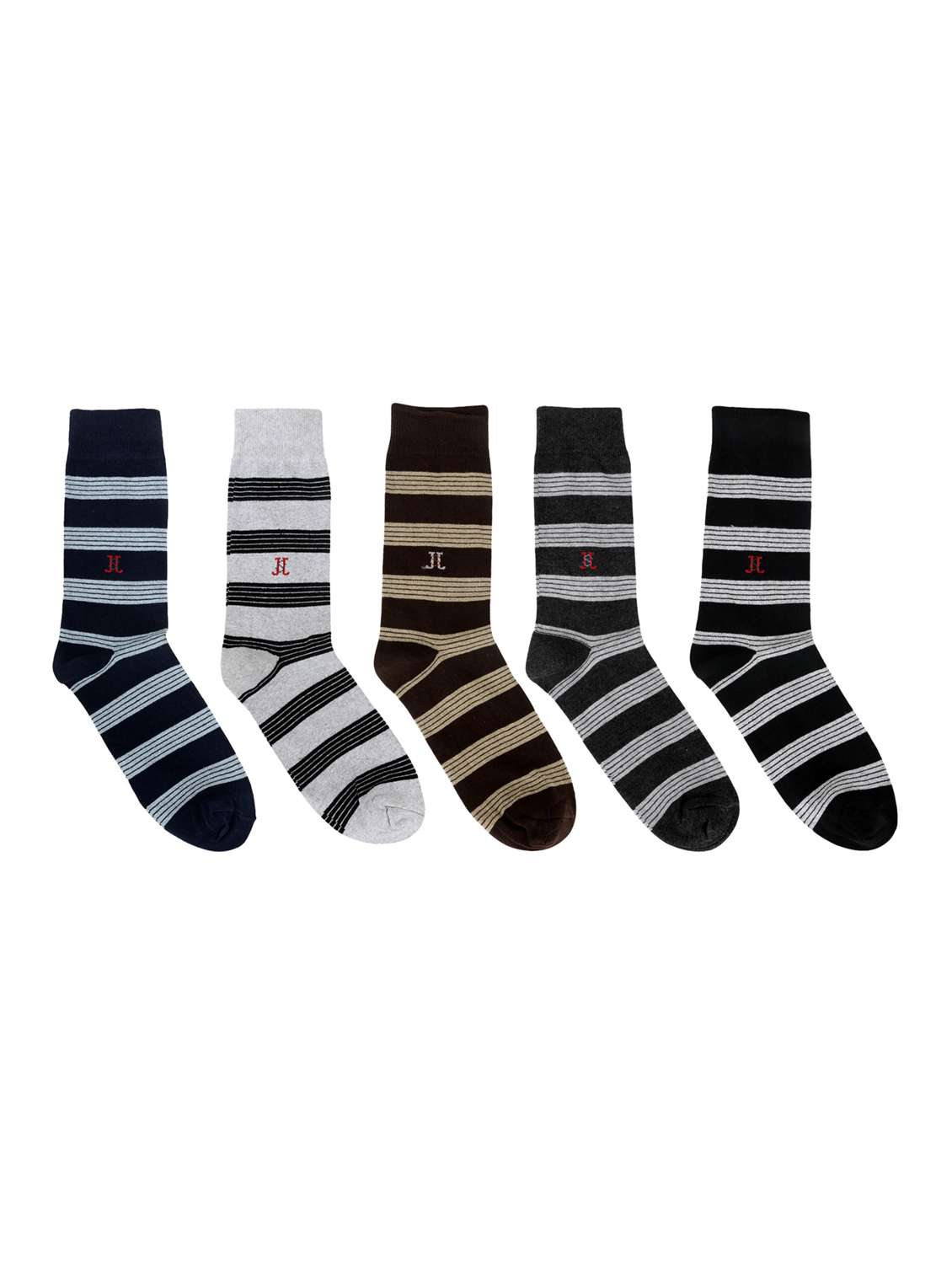 men pack of 5 striped above ankle length socks