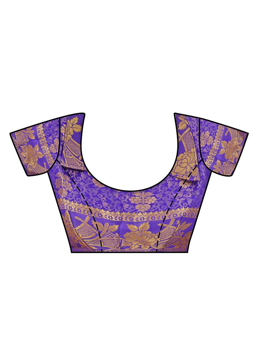 women's floral teal colored saree with blouse - 15005516 -  Standard Image - 3