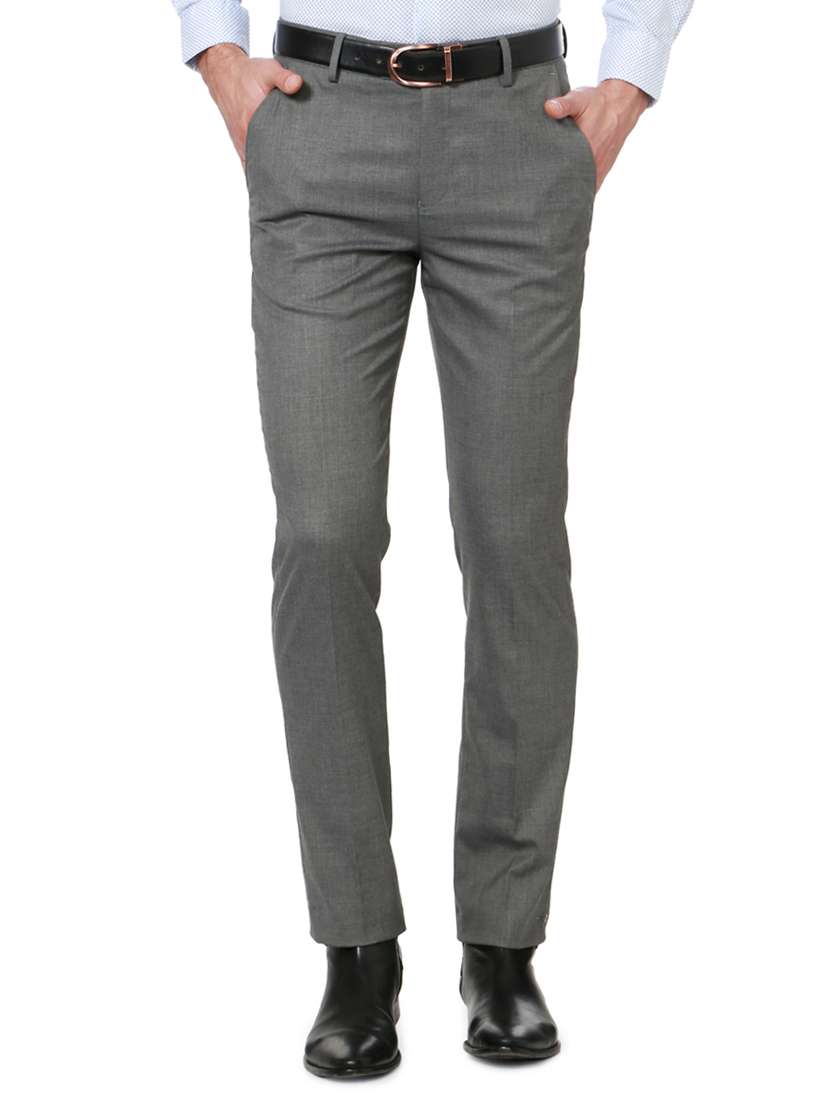 grey polyester blend flat front formal trouser