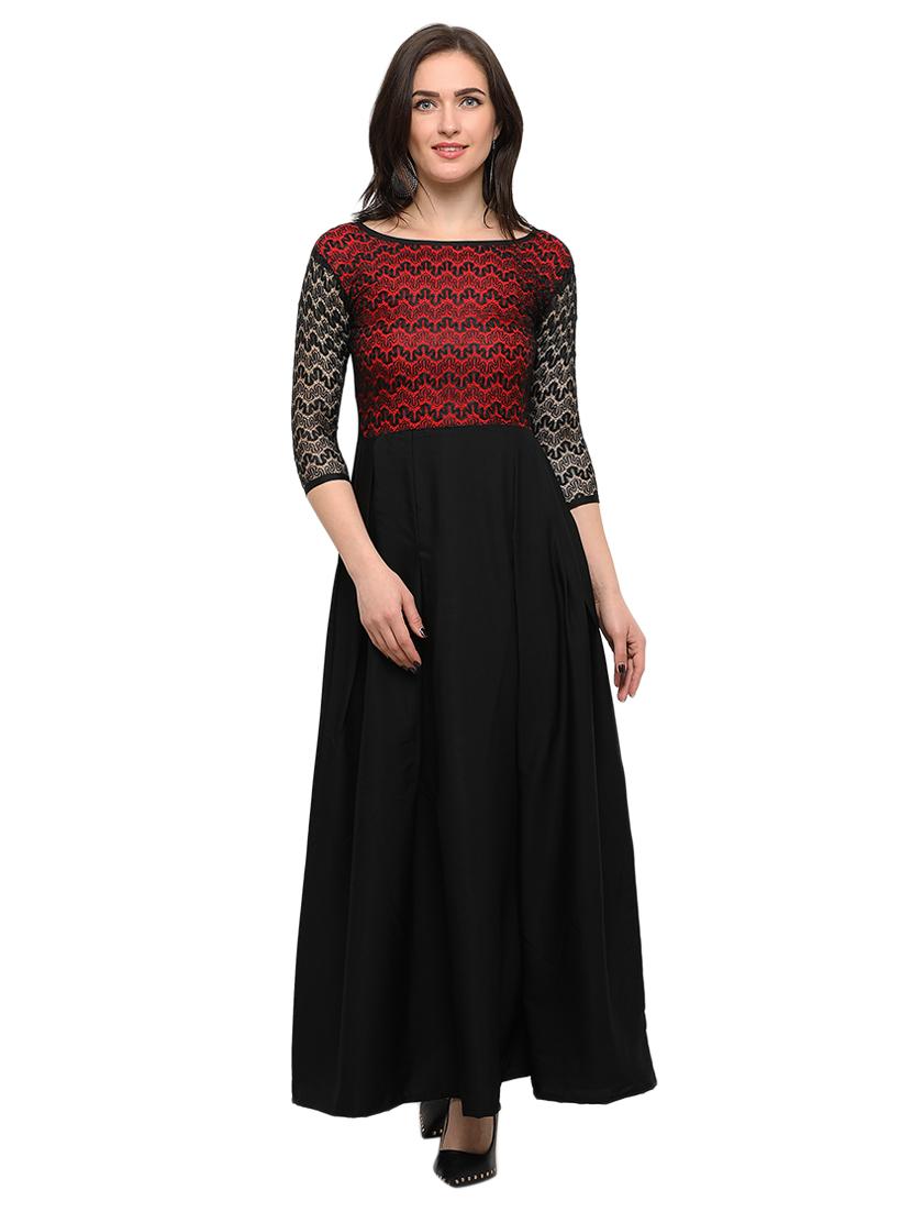 laced panel pleated maxi dress - 15009082 - Zoom Image - 0