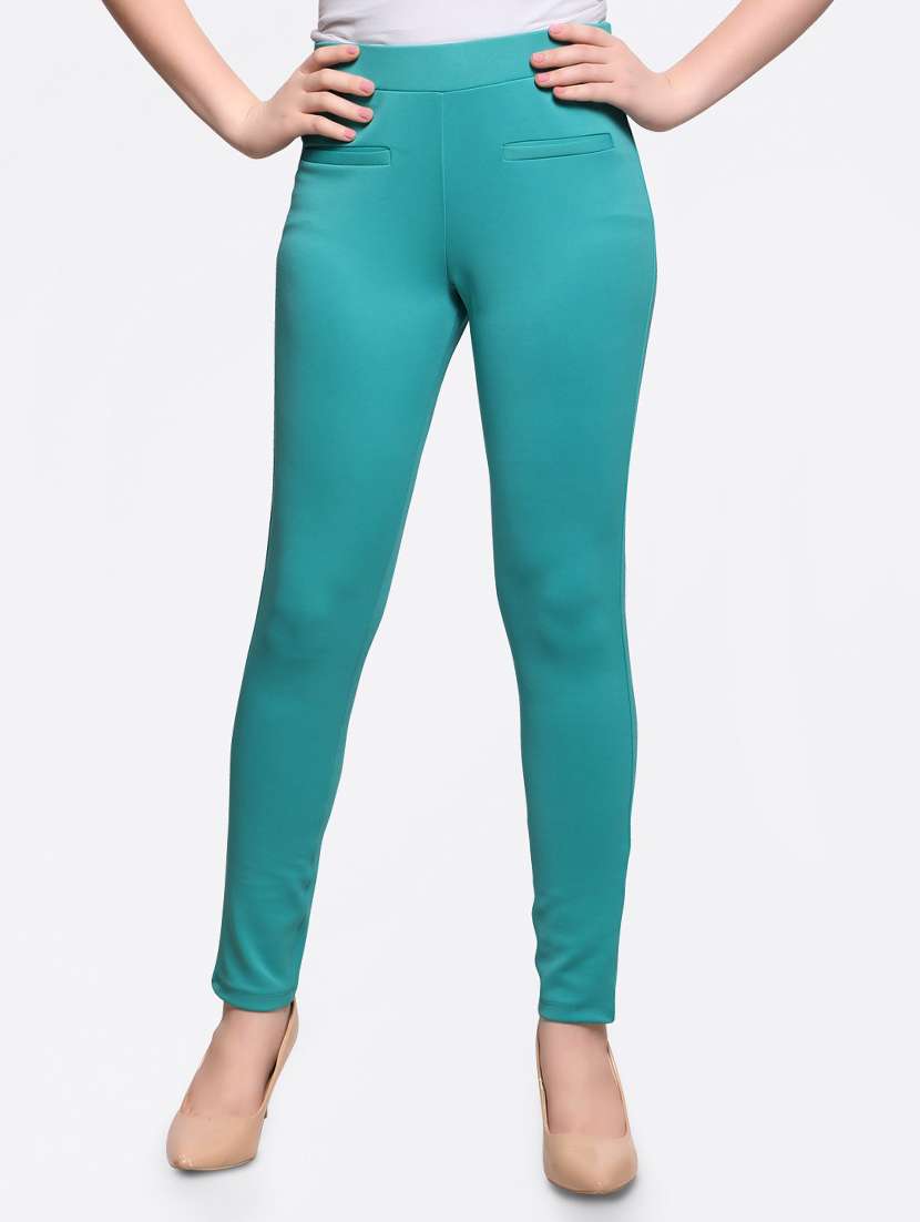 green solid jeggings - 15015067 - Zoom Image - 0