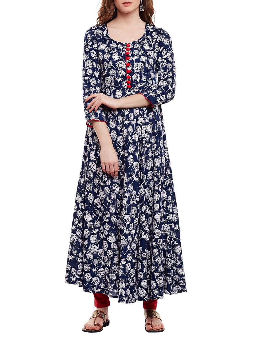 indigo floral flared kurta
