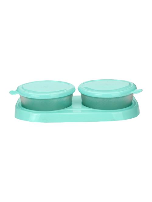 transparent glass container set with colorful plastic lid & easy to carry tray (set 2+1) - 15016231 -  Standard Image - 0