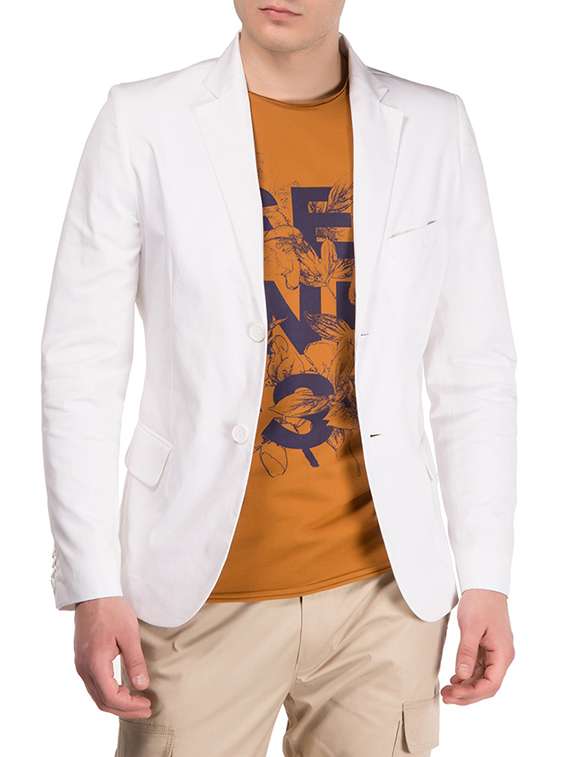 white cotton casual blazer