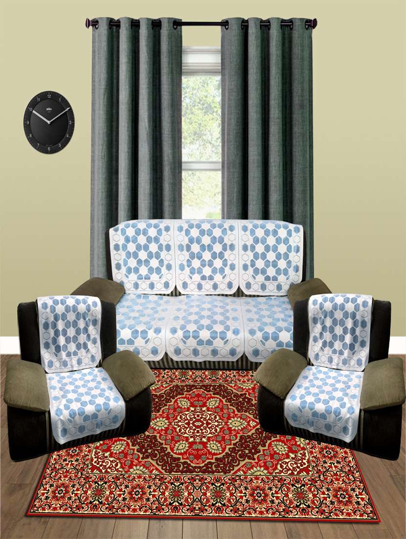 5 Seater Floral Sofa Cover Set -10 Pieces