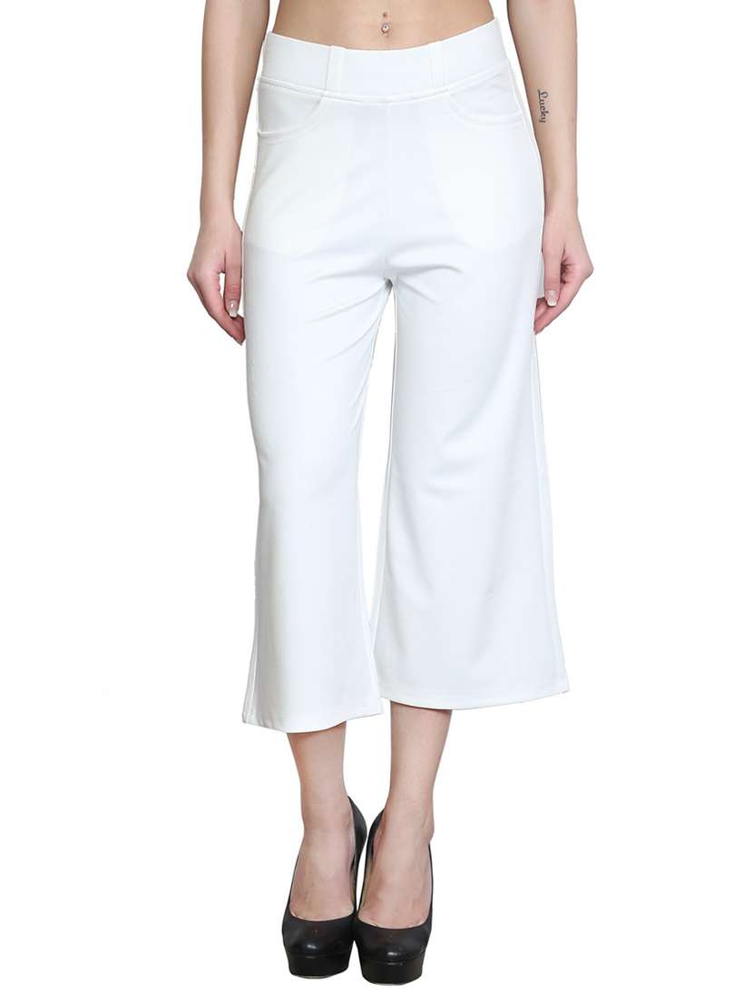 solid white cotton culottes - 15020509 -  Zoom Image - 0