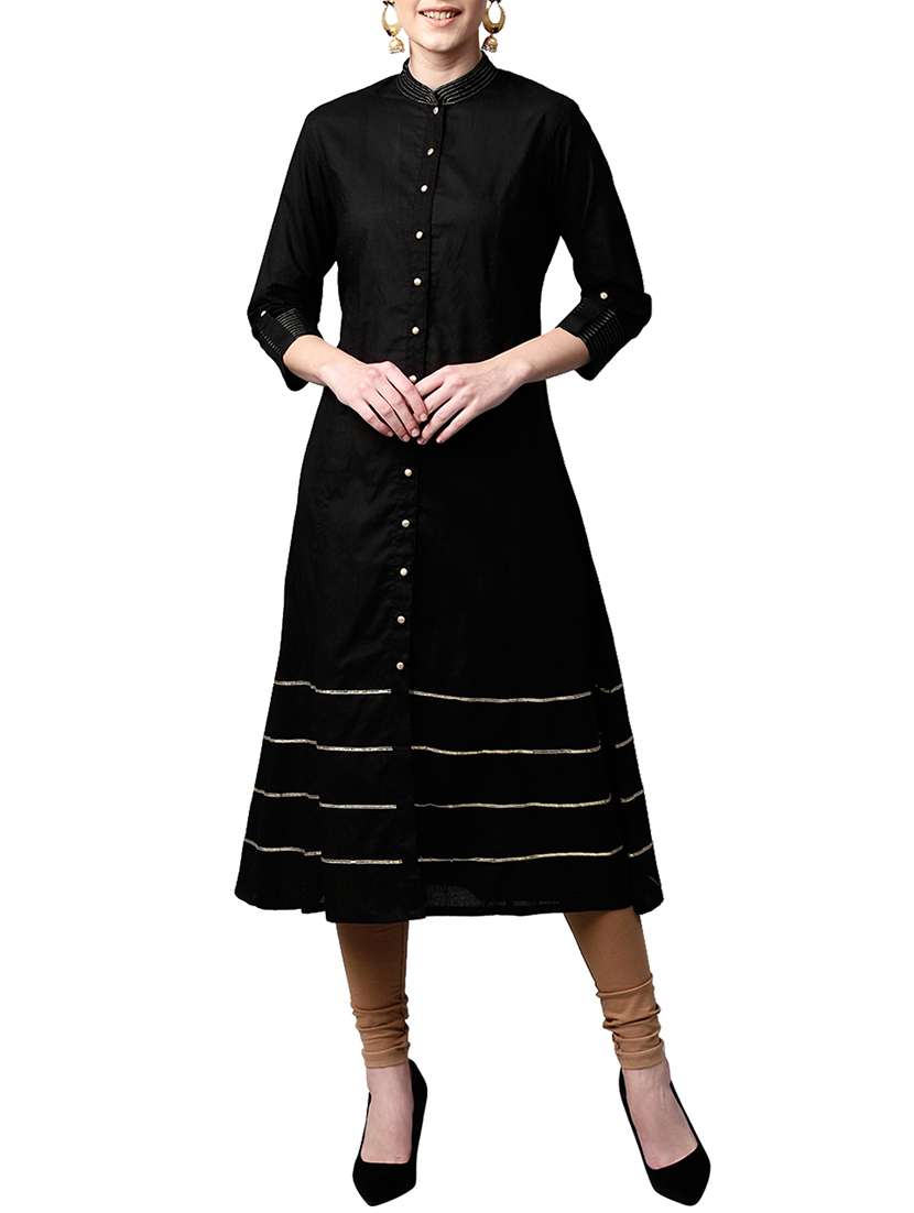 black cotton aline kurta