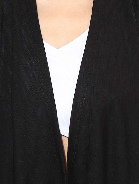 black solid viscose asymmetrical shrug - 15026147 -  Standard Image - 3