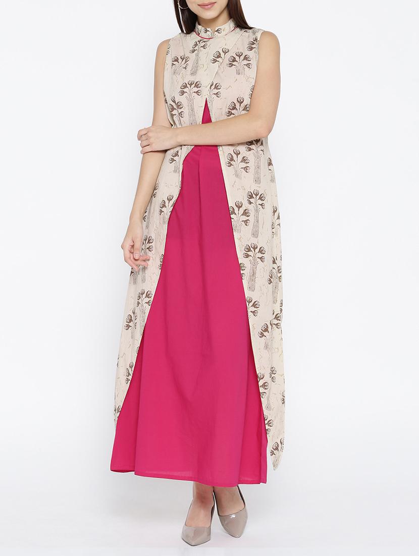 Pink Cotton Maxi Dress With Shrug By Jaipurkurti Online Pink Cotton Maxi Dress With Shrug By Jaipurkurti Online Ping For Dresses In India 15030236