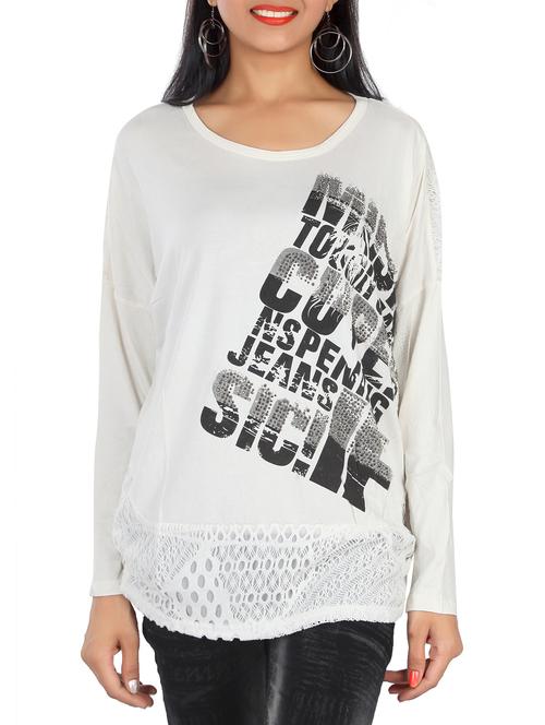 women's front print round neck t-shirt - 15032138 - Standard Image - 0