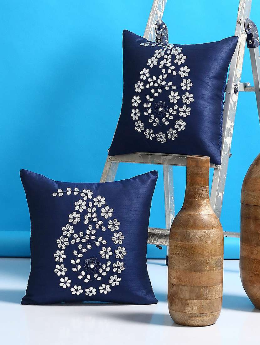 set of 2 embellished cushion covers