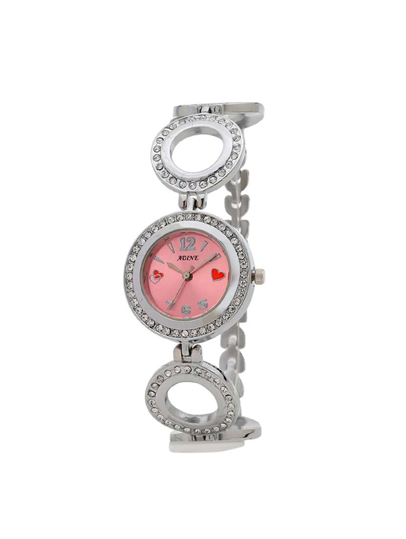 adine silver dail analog watch for women