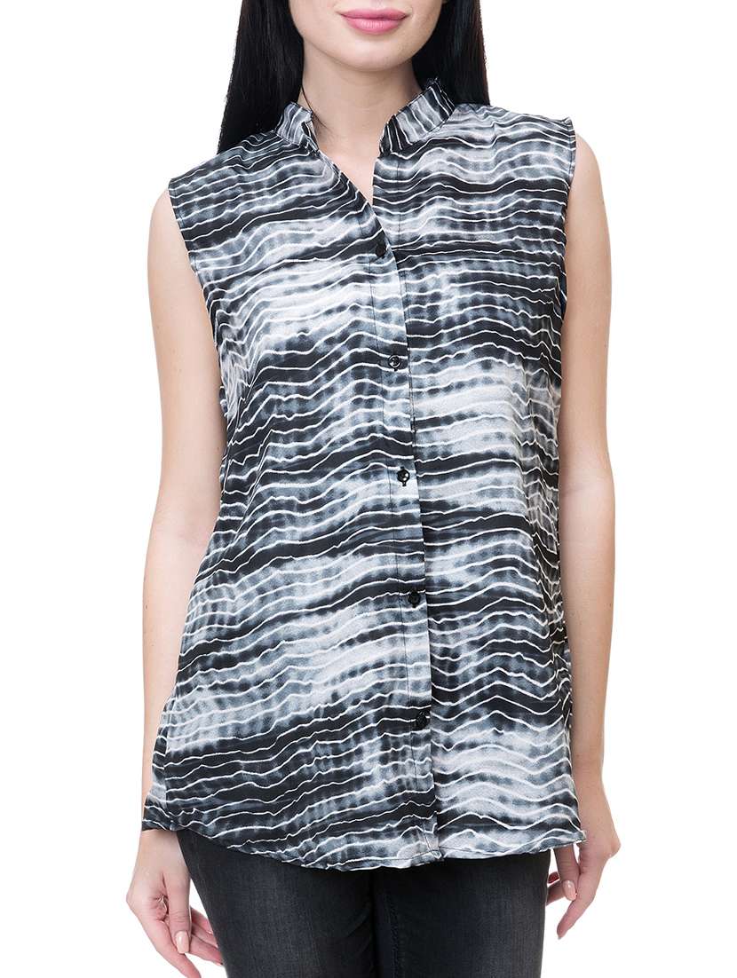 women's a line mandarin neck top