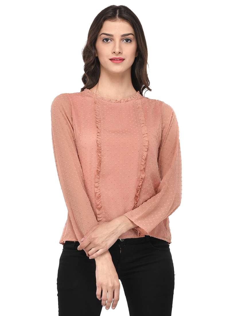pink solid dobby top