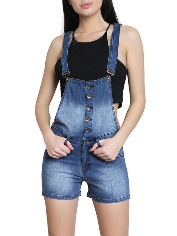 solid blue cotton dungaree - 15037499 - Zoom Image - 0
