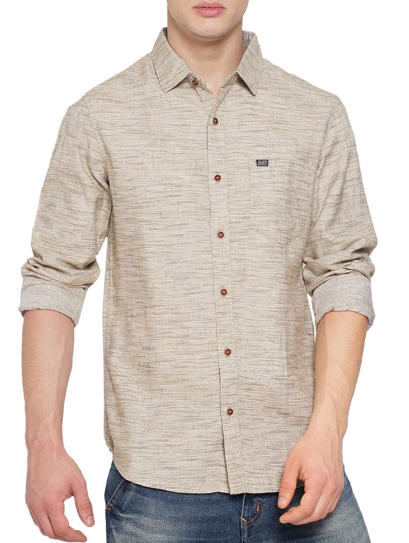 beige cotton casual shirt