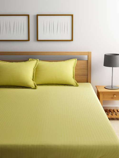 self striped single bedsheet with 2 pillow covers - 15042475 -  Standard Image - 0