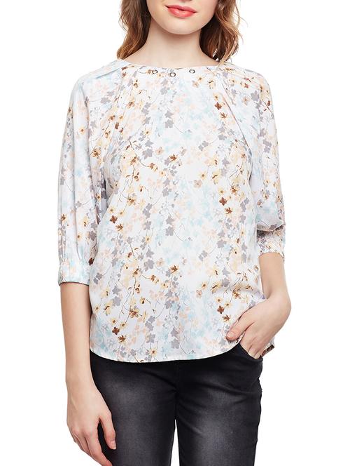 round neck floral asymmetric top - 15042627 -  Standard Image - 0
