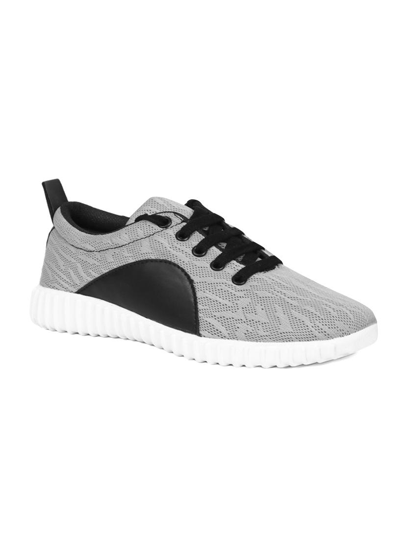 grey mesh laceup sports shoes