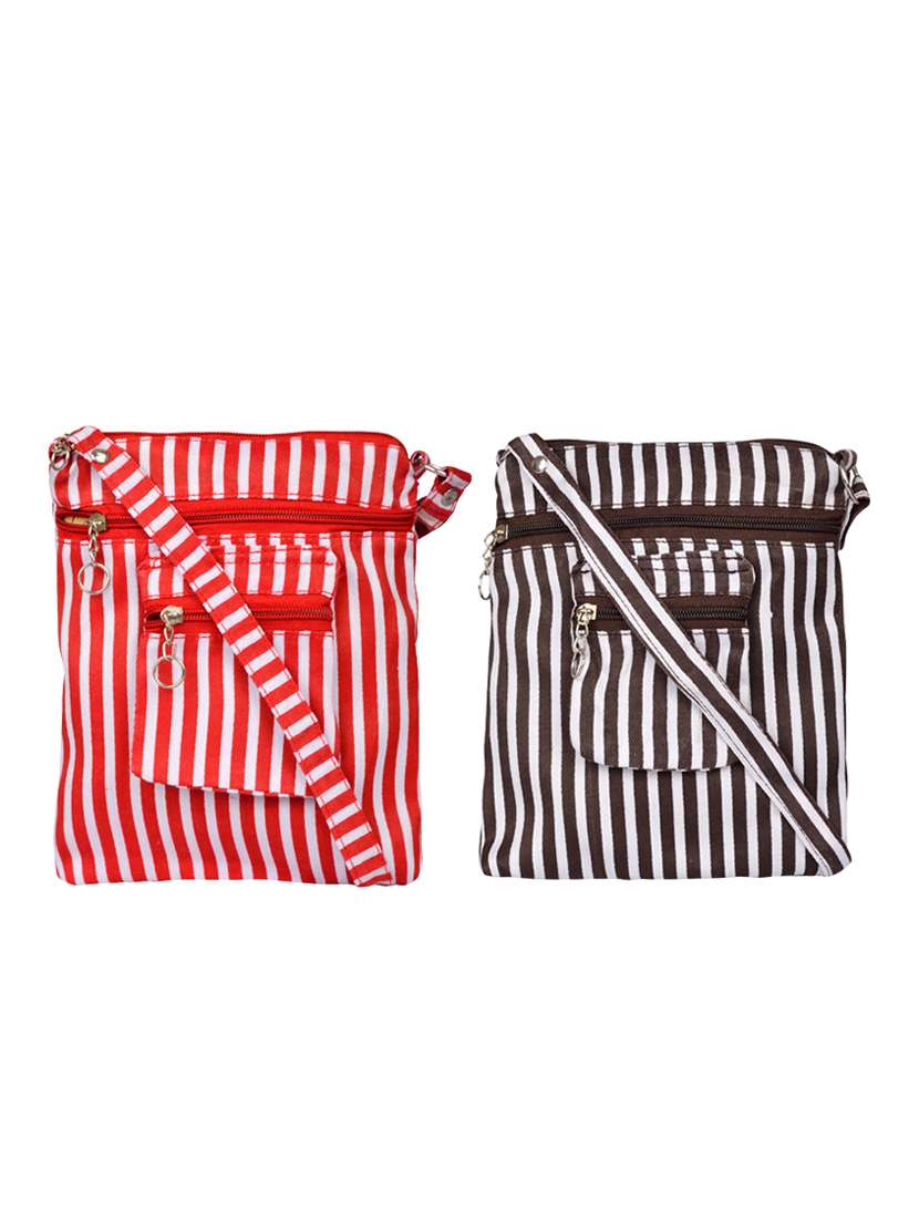 multi colored cotton polyester blend combo sling bag