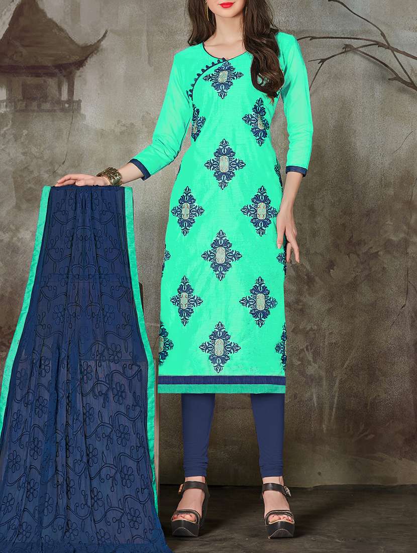 embroidered unstitched churidaar suit