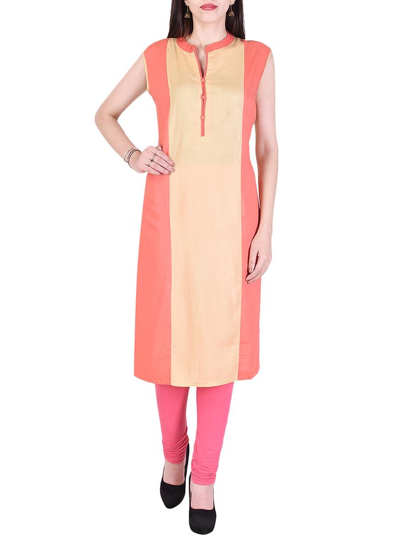 pink viscose straight kurta - 15048400 - Zoom Image - 0