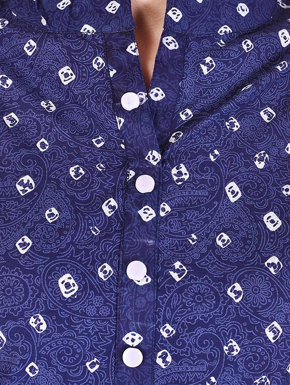 blue cotton straight kurta - 15048402 - Standard Image - 3