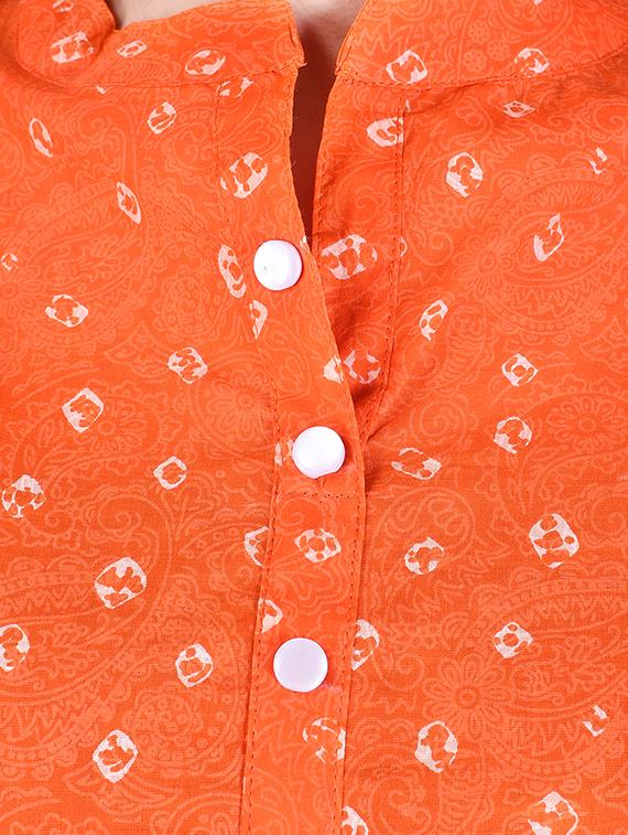 orange cotton straight kurta - 15048403 - Standard Image - 3