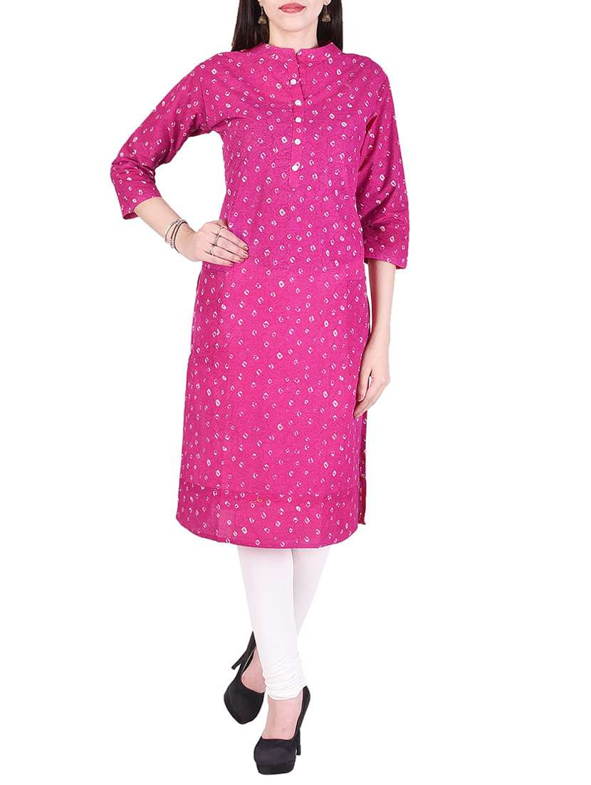 pink cotton straight kurta - 15048404 - Zoom Image - 0