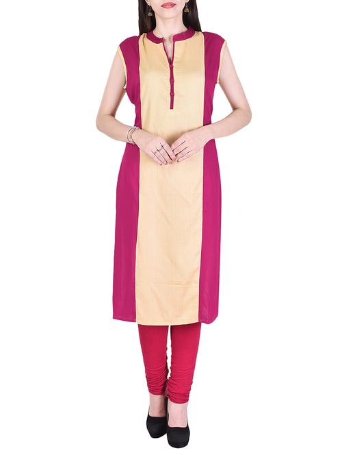 pink rayon straight kurta - 15048409 -  Standard Image - 0