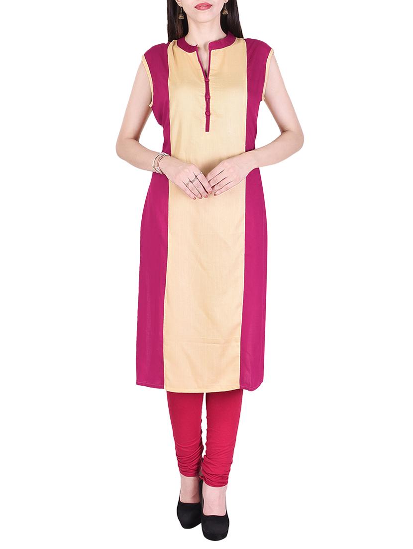 pink rayon straight kurta - 15048409 -  Zoom Image - 0
