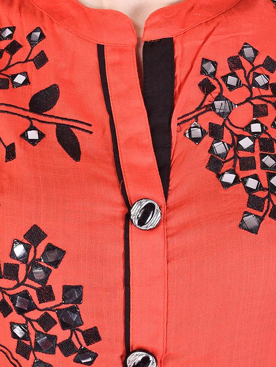 orange cotton straight kurta - 15048410 - Standard Image - 3