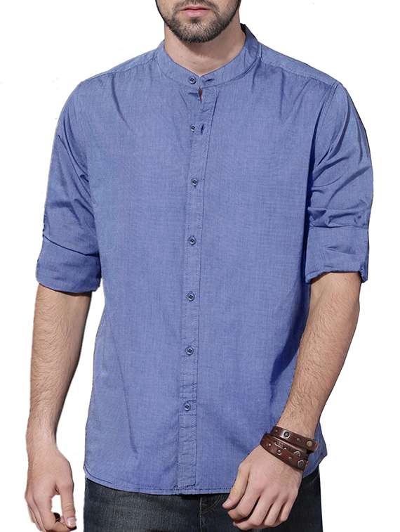 blue cotton casual shirt