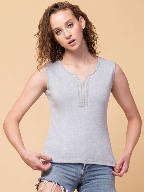 women's straight notch neck top - 15051945 -  Standard Image - 0
