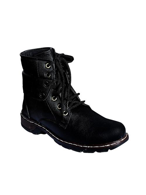 black leatherette high ankle boot - 15054457 - Standard Image - 0