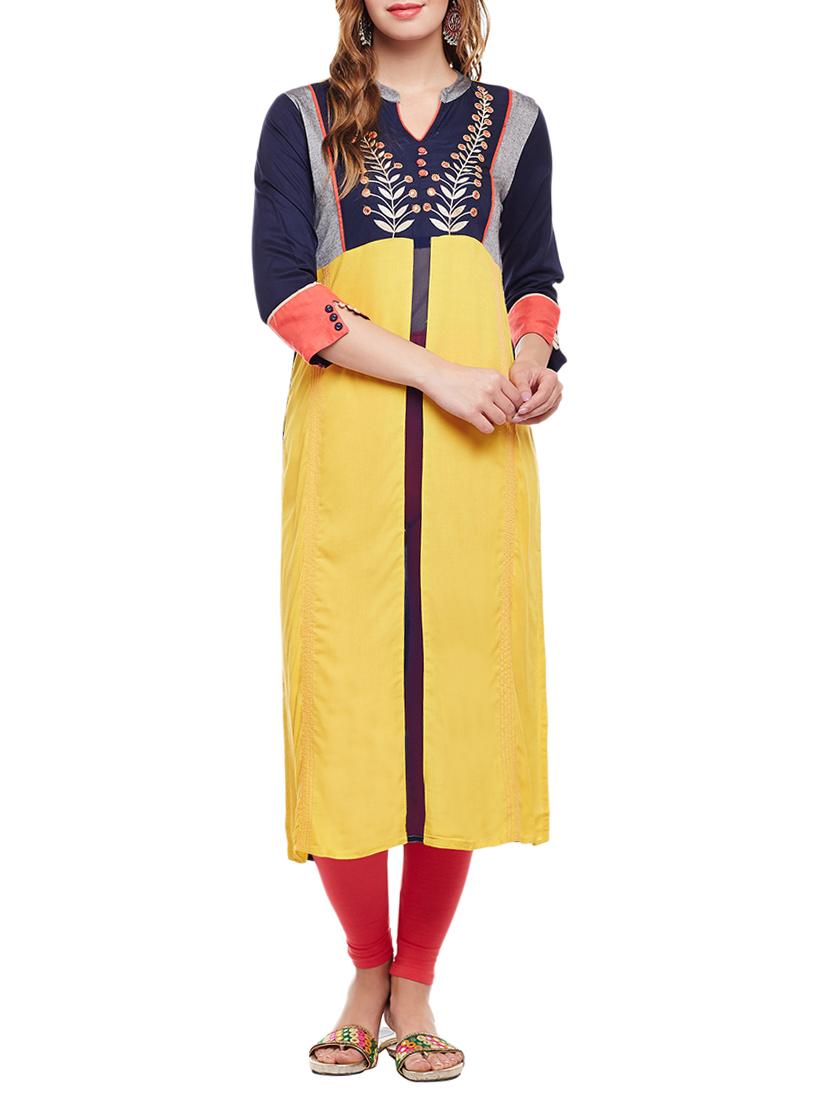 straight embroidered kurta - 15056025 - Zoom Image - 0