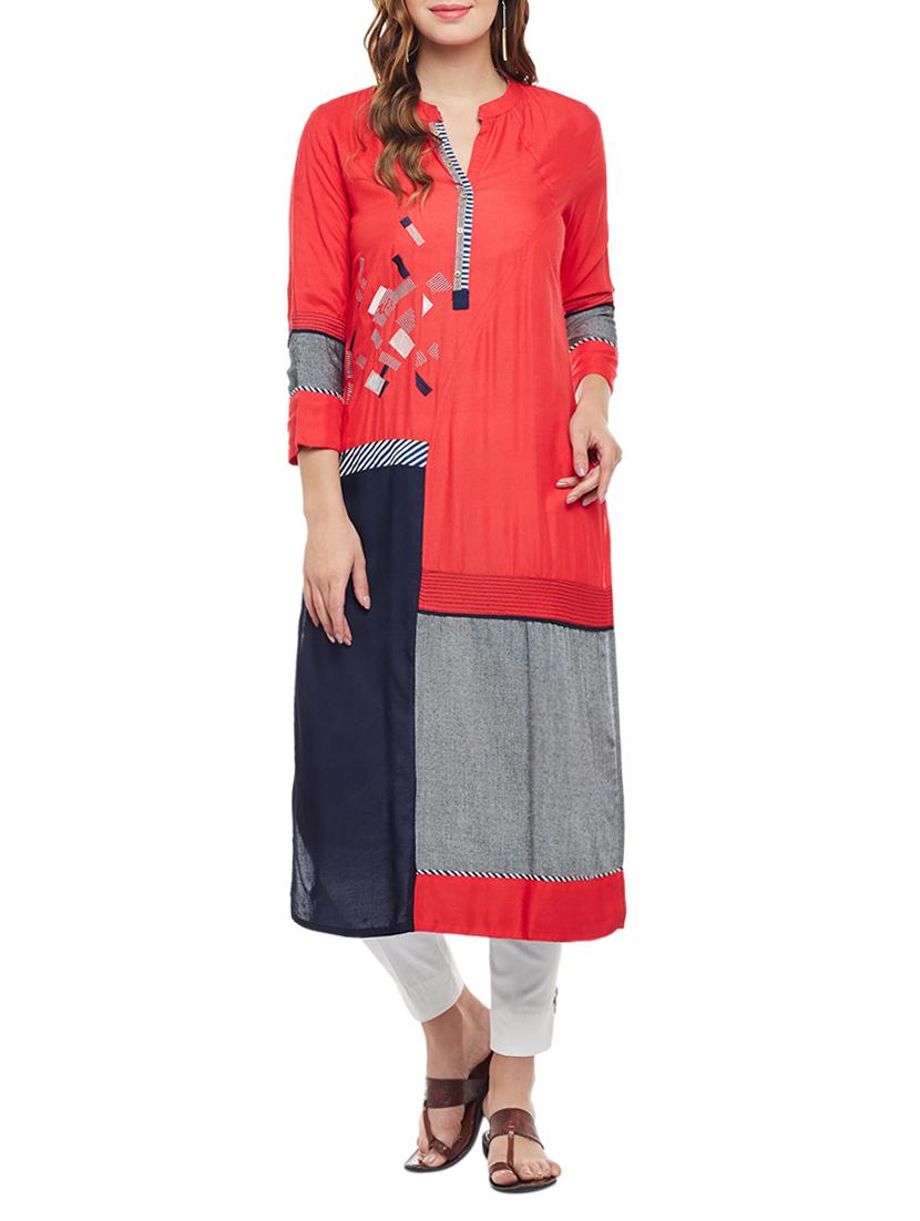 straight embroidered kurta - 15056037 -  Zoom Image - 0