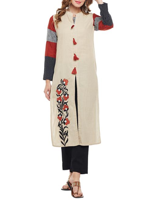 straight kurta with tassels - 15056043 - Standard Image - 0