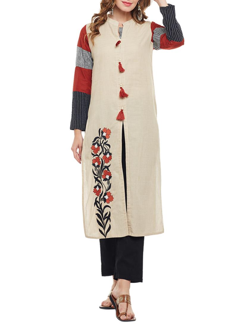 straight kurta with tassels - 15056043 - Zoom Image - 0