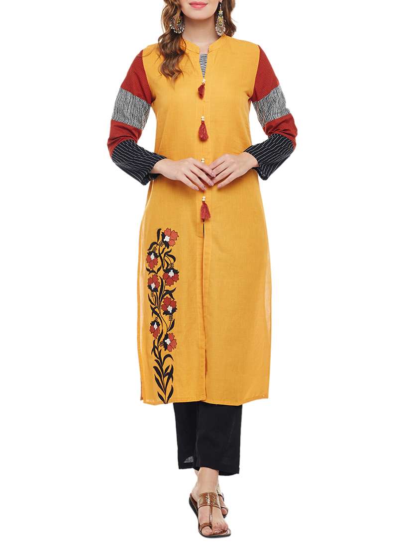 straight kurta with tassels - 15056044 - Zoom Image - 0