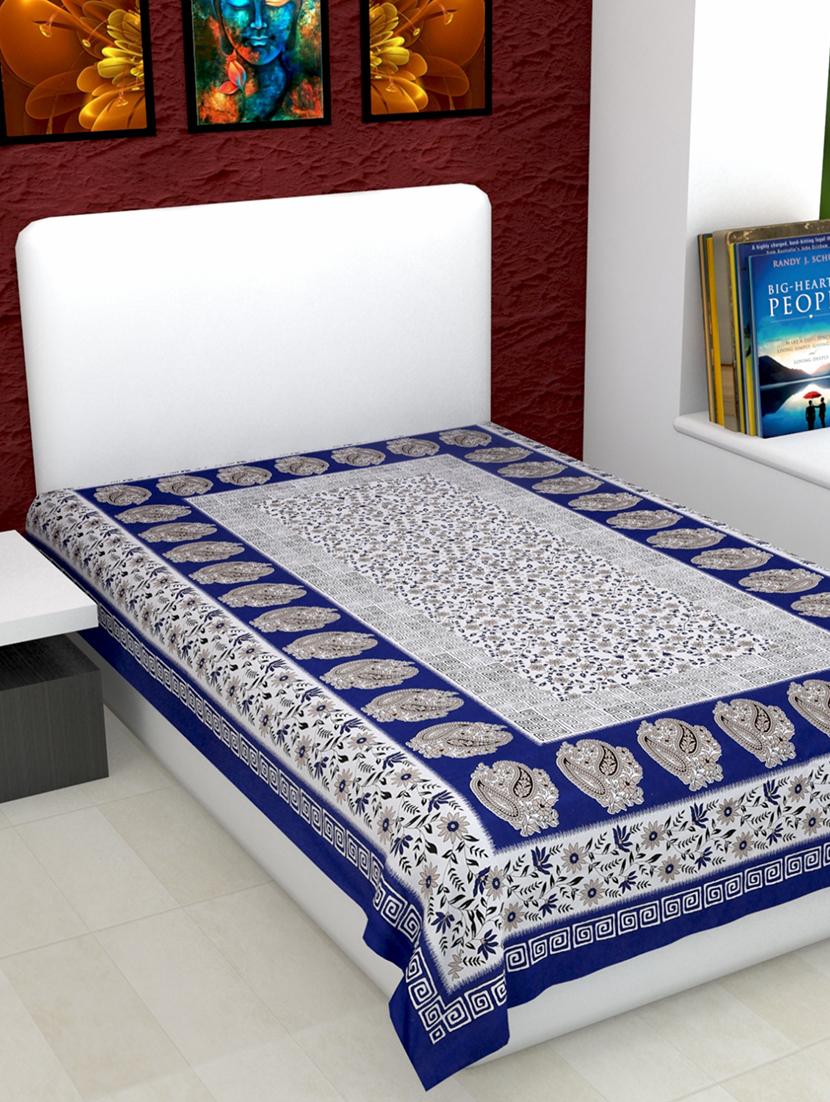 jaipuri print cotton single bedsheet with 1 pillow cover - 15056402 -  Zoom Image - 0