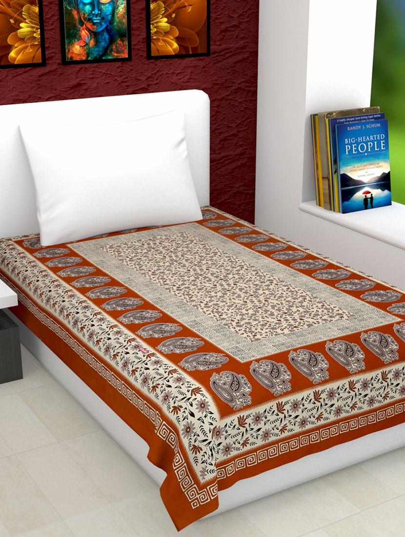 jaipuri print cotton single bedsheet with 1 pillow cover - 15056403 -  Zoom Image - 0