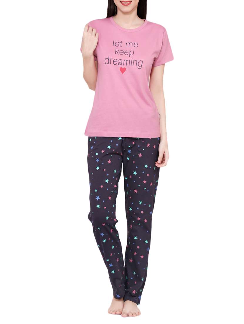 multi hosiery printed nightwear pajama set