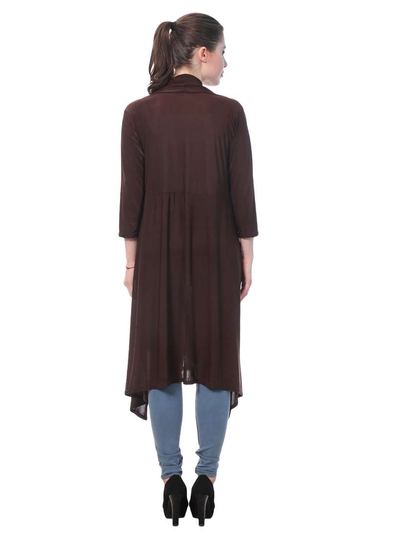 brown hosiery asymmetric shrug - 15059254 -  Standard Image - 3