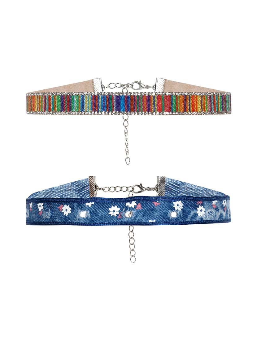 blue metal choker necklace