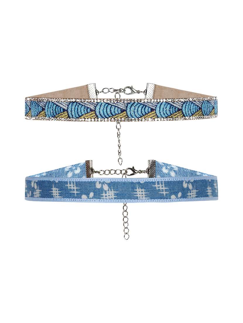 blue metal choker necklace