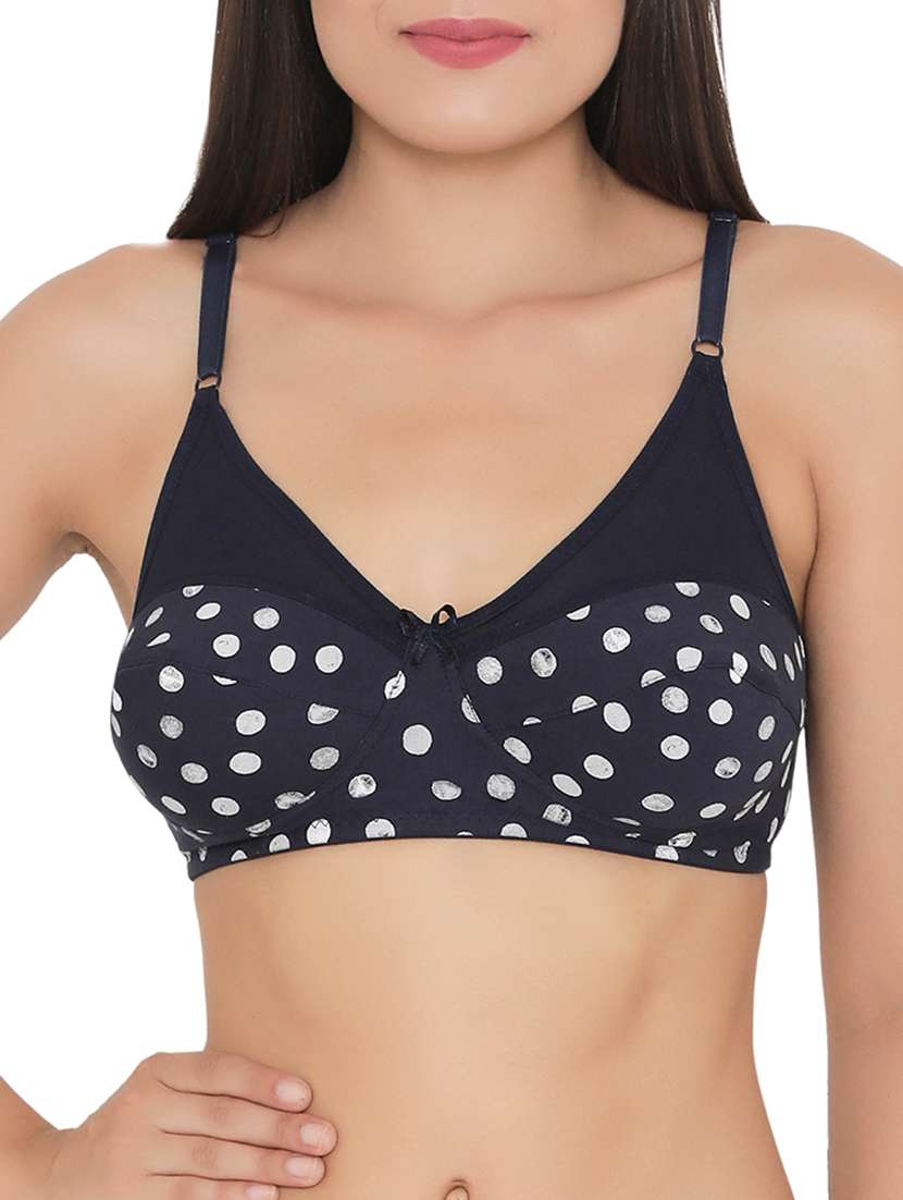 navy blue cotton blend bra - 15061306 - Zoom Image - 0